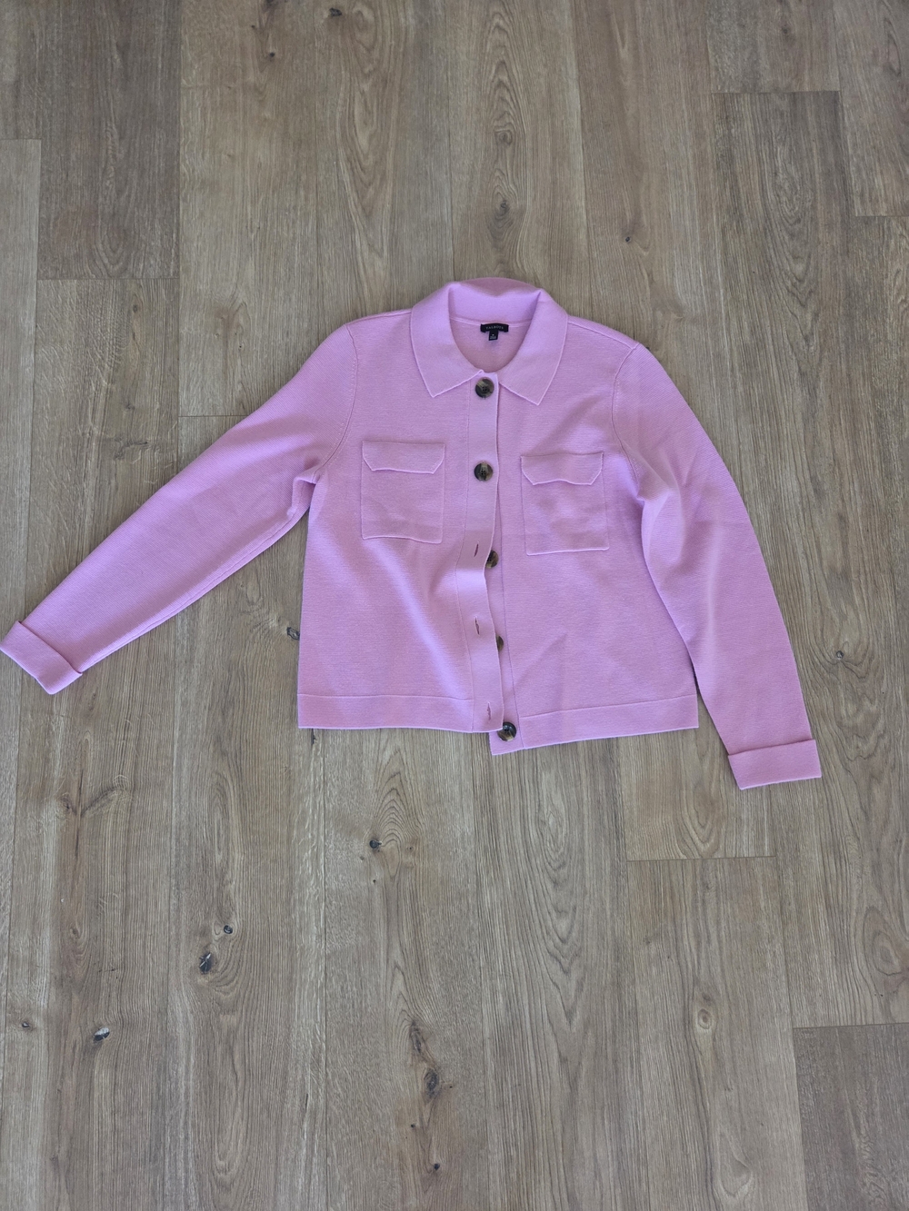 Talbots Light Pink Button-Front Knit Jacket